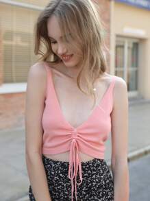 Áo dệt kim nữ Dây kéo Xù màu trơn Gợi cảm - Màu Hồng  San hô - Xem 1