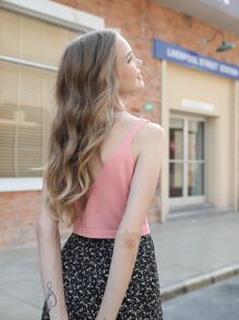 Áo dệt kim nữ Dây kéo Xù màu trơn Gợi cảm - Màu Hồng  San hô - Xem 2