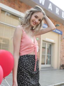 Áo dệt kim nữ Dây kéo Xù màu trơn Gợi cảm - Màu Hồng  San hô - Xem 4