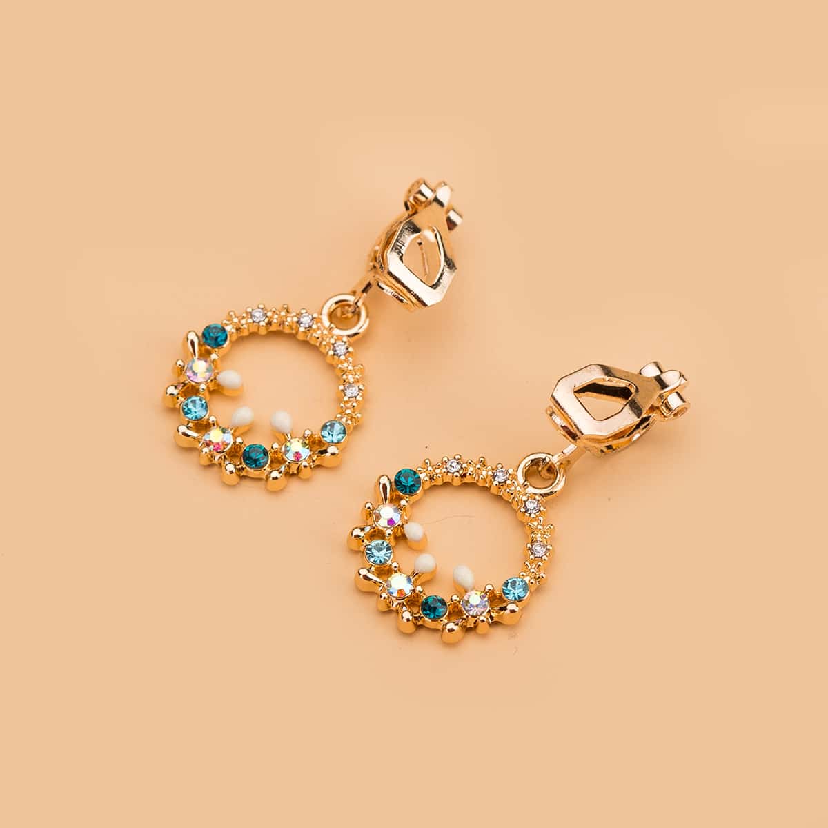 

Rhinestone Circle Drop Earrings, Gold