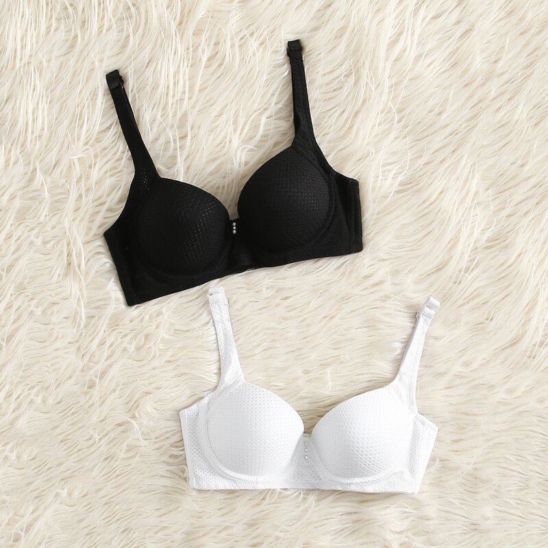 

2pack Simple Underwire Bra Set, Black and white