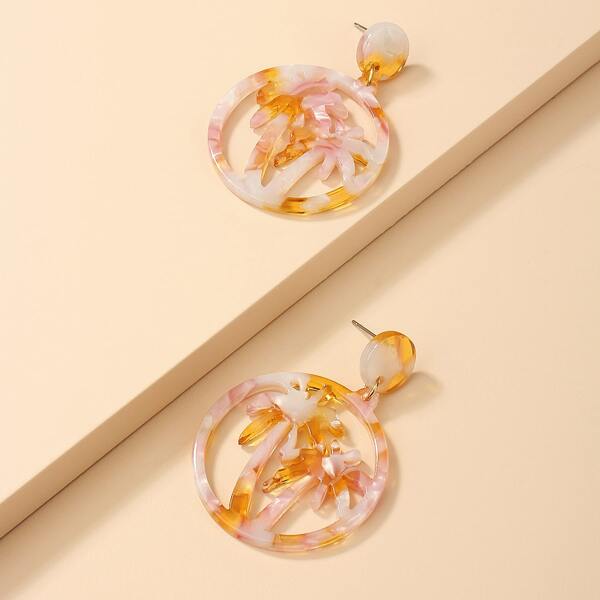 

Tree Decor Round Drop Earrings, Yellow