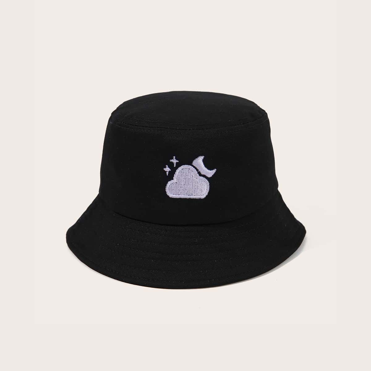 

Guys Cloud Embroidery Bucket Hat, Black