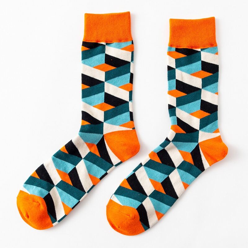 

Guys Geometric Pattern Crew Socks, Multicolor