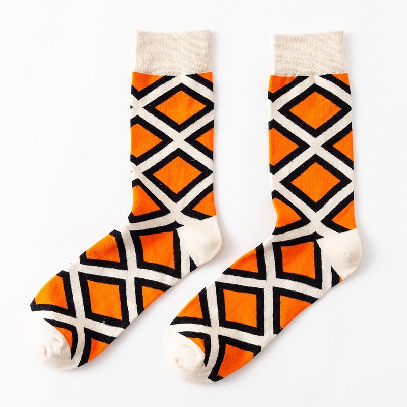 

Guys Geometric Pattern Crew Socks, Orange