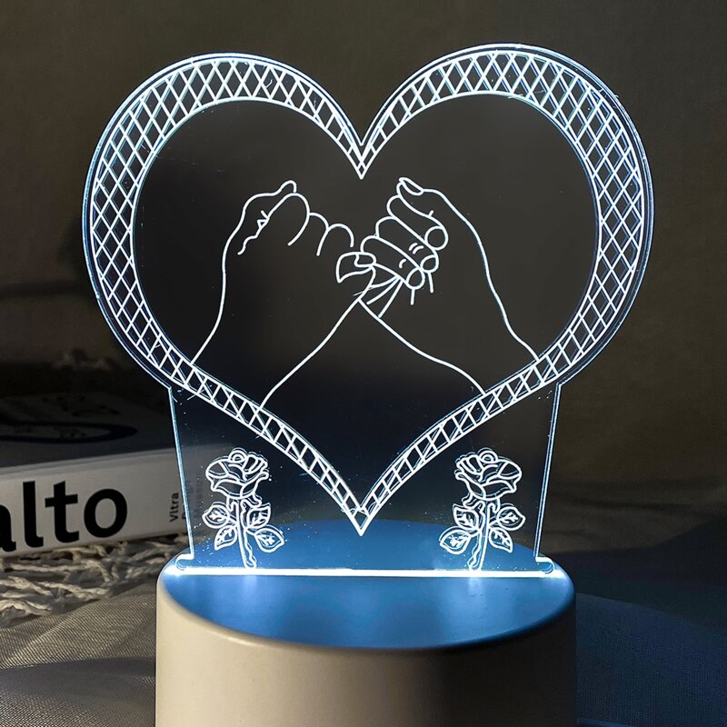 

1pc 3 Color Changeable 3D Heart Light, Yellow