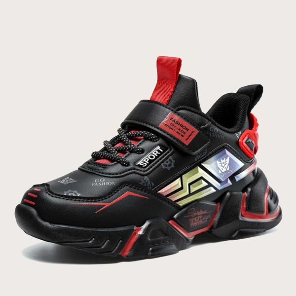 

Boys Velcro Strap Graphic Sneakers, Black