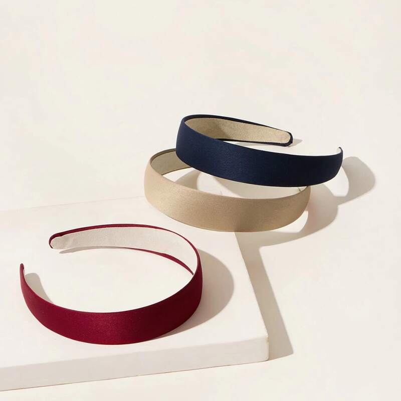 

3pcs Solid Wide Headband, Multicolor
