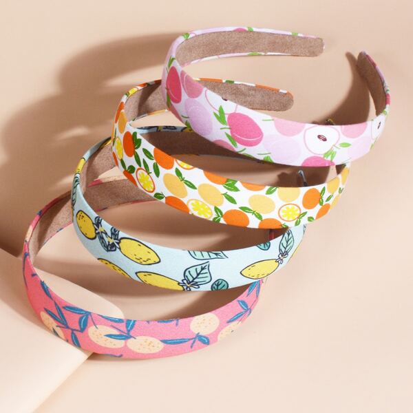 

4pcs Toddler Girls Fruit Print Hair Hoop, Multicolor