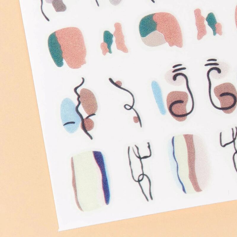 

1sheet Line Graffiti Nail Sticker, Multicolor