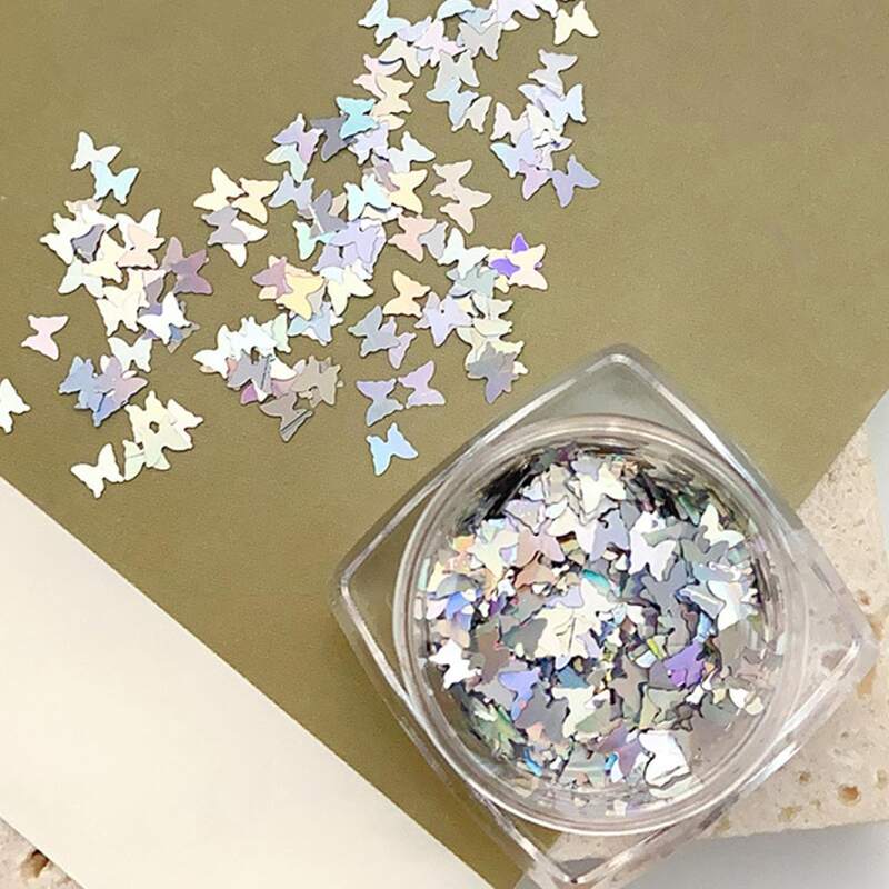 

1box Butterfly Sequin Nail Art Decoration, Silver