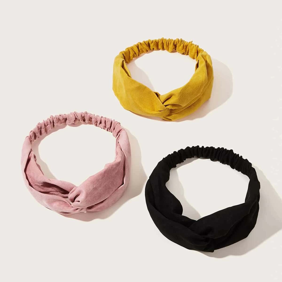 

3pcs Solid Twist Headband, Multicolor