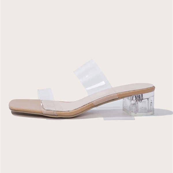 

Clear Strap Chunky Heeled Mule Sandals