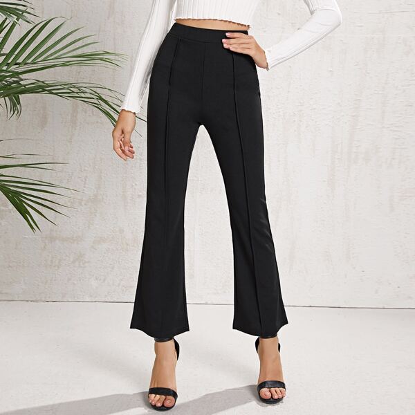 

Seam Front Flare Leg Pants, Black