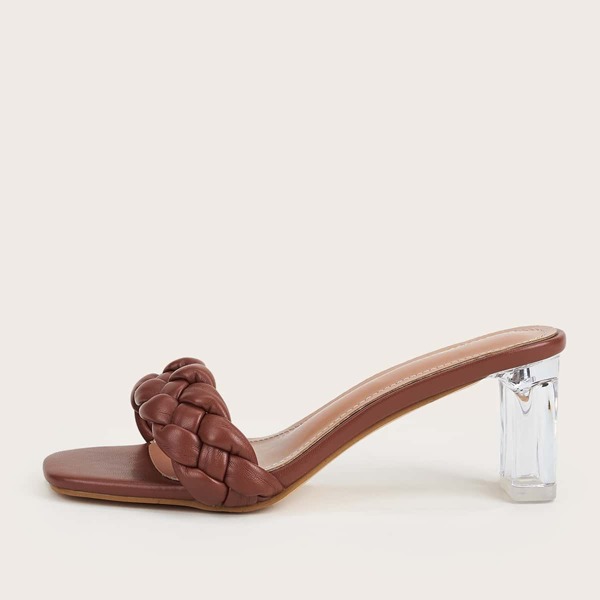 

Braided Design Mule Sandals, Brown