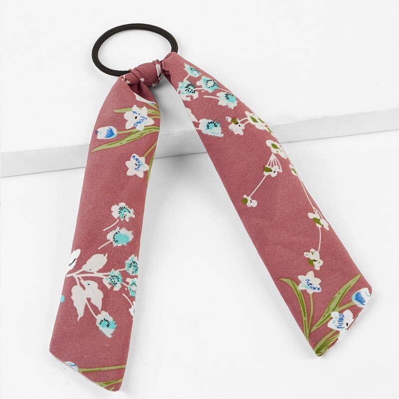 

Floral Ribbon Hair Tie, Redwood