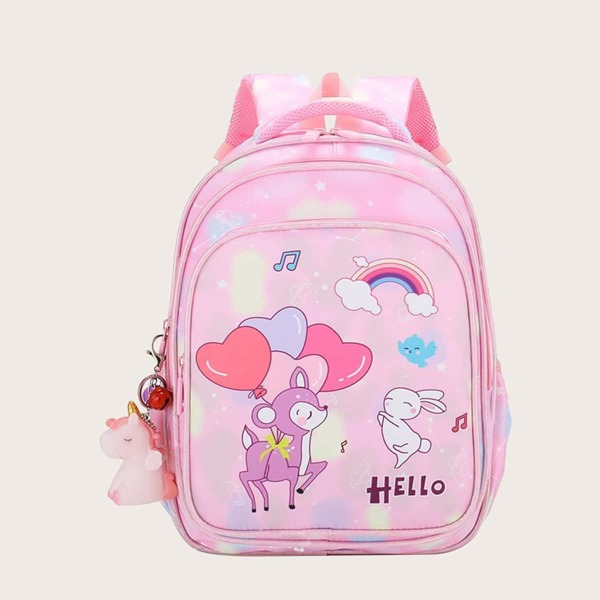 

Girls Cartoon Graphic Backpack, Pink