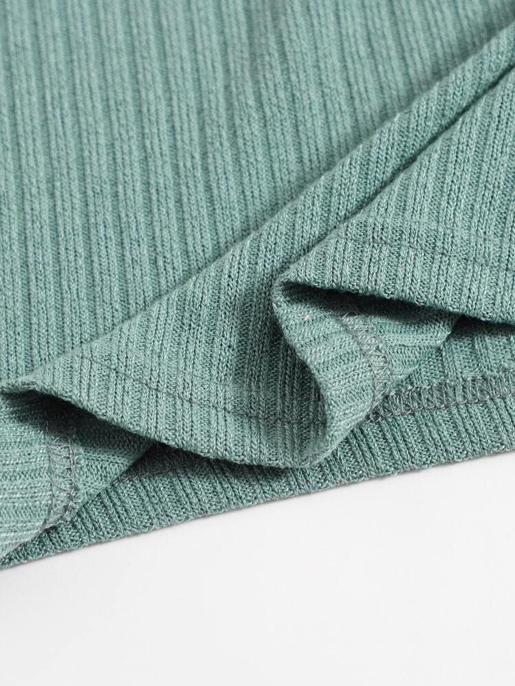 Muchica Solid Crop Rib-knit Tank Top - Mint Green - View 5