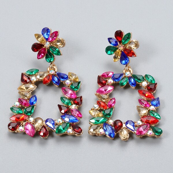 

Gemstone Decor Square Drop Earrings, Multicolor