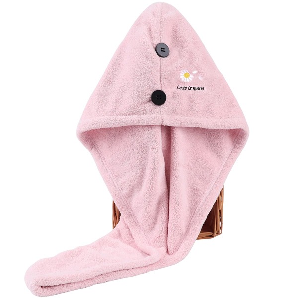 

Daisy Embroidery Hair Drying Cap, Baby pink