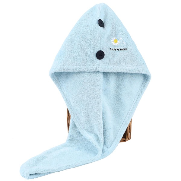 

Daisy Embroidery Hair Drying Cap, Baby blue