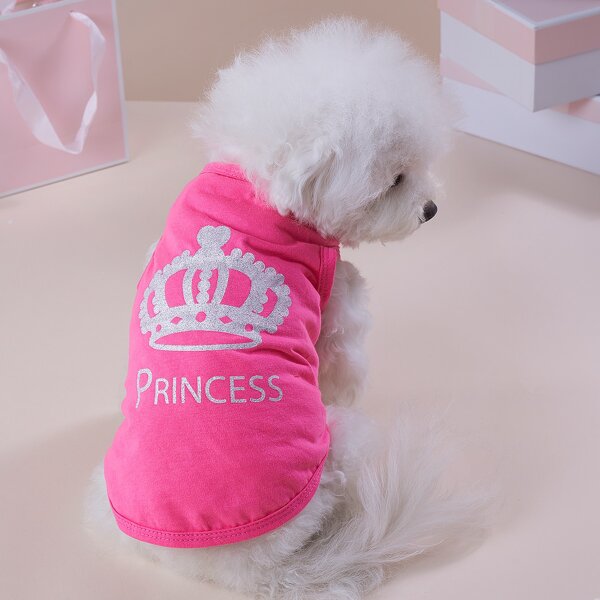 

Crown Pattern Pet Tank, Pink