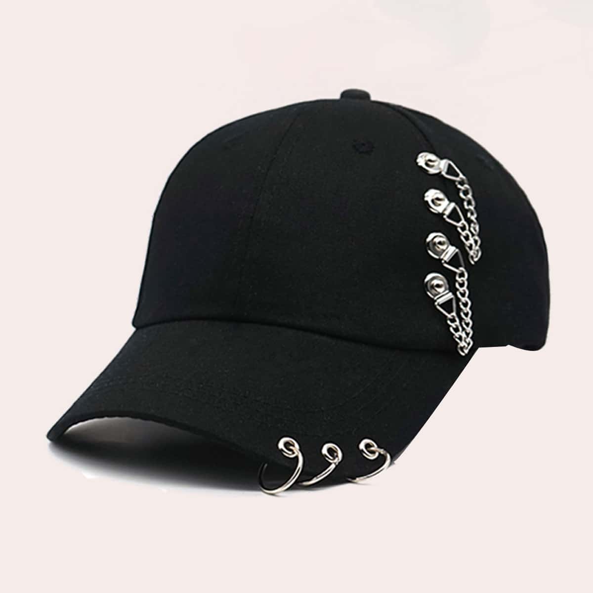 

Guys Chain Decor Baseball Cap, Black