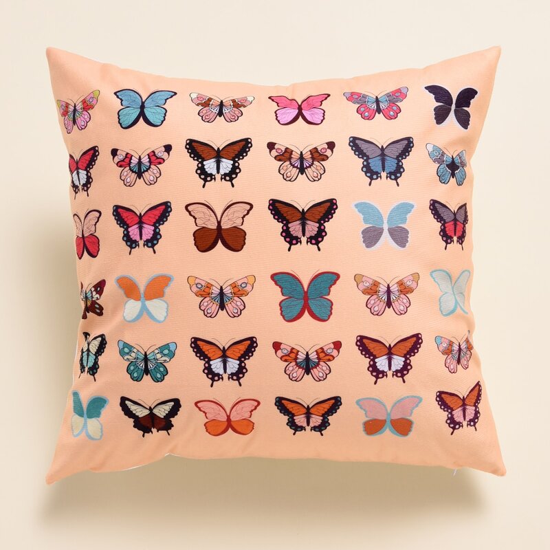 

Butterfly Print Cushion Cover Without Filler, Multicolor