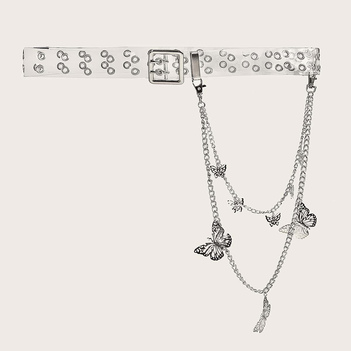 

Clear Grommet Belt With Butterfly Chain