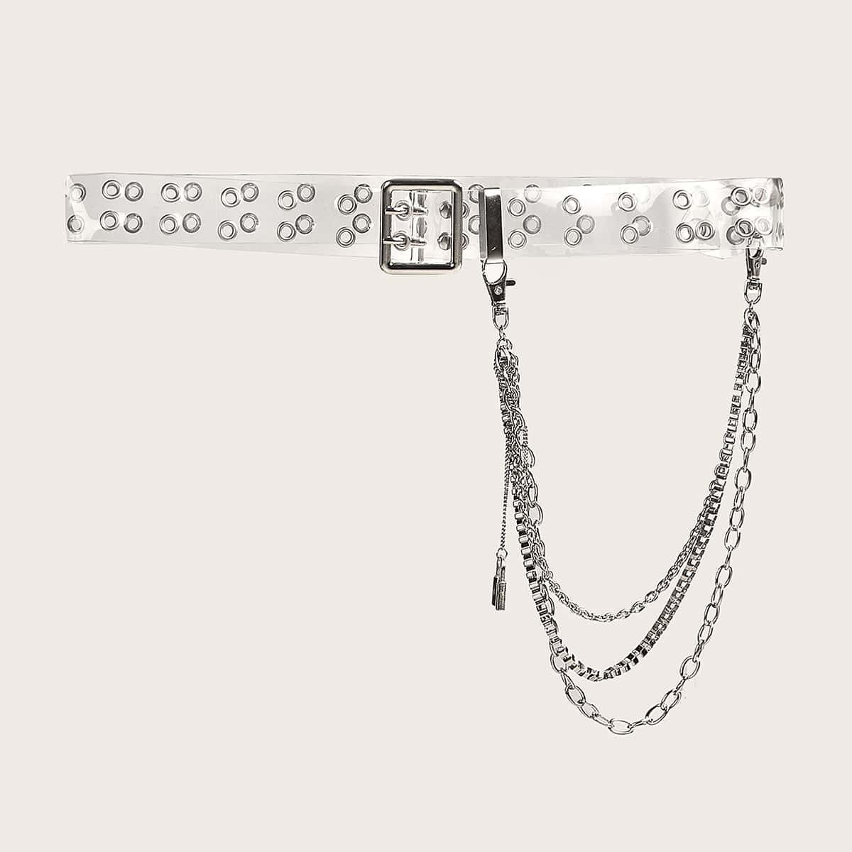 

Clear Grommet Belt With Chain