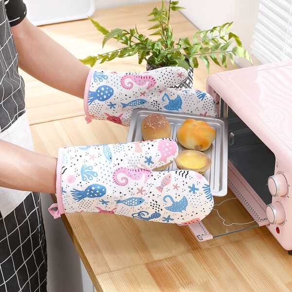 

1pc Marine Life Print Oven Glove, Multicolor