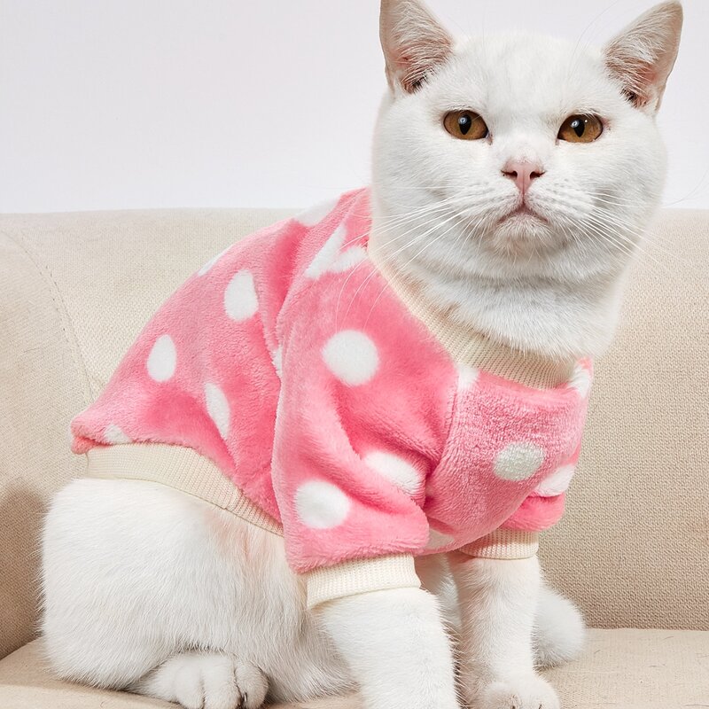 

Polka Dot Plush Pet Sweatshirt, Baby pink