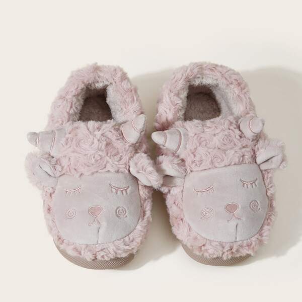 

Cartoon Embroidered Slippers, Pink