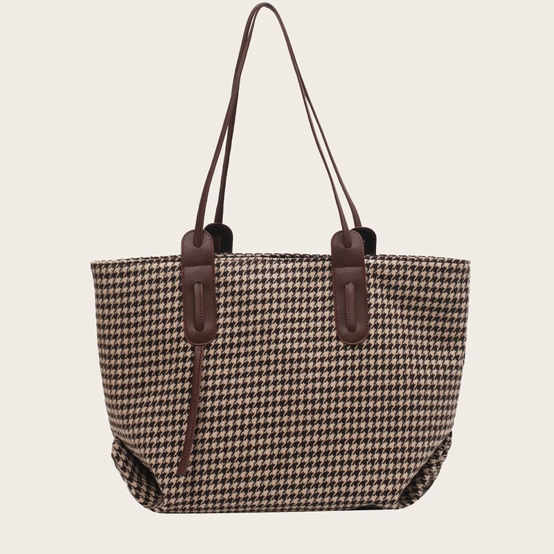 

Houndstooth Tote Bag, Brown