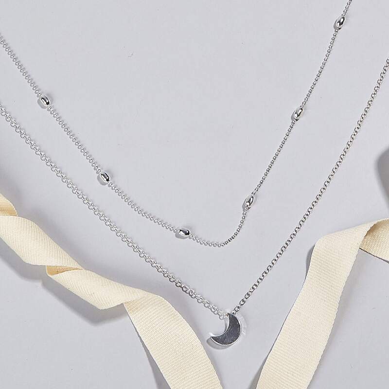 

2pcs Moon Charm Necklace, Silver