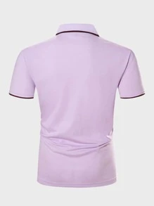 Manfinity Homme 男士拼接邊polo襯衫 - 紫丁香色 - 查看 2