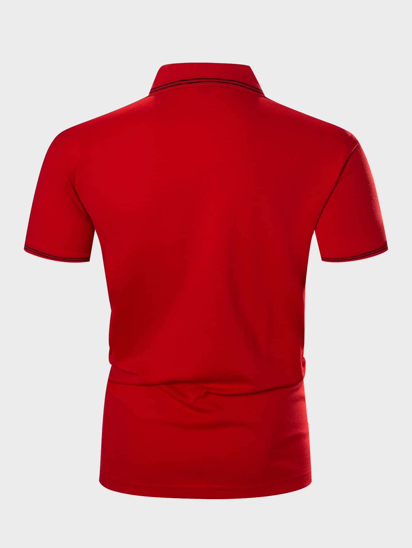 Manfinity Homme 男士拼接邊polo襯衫 - 紅色 - 查看 2