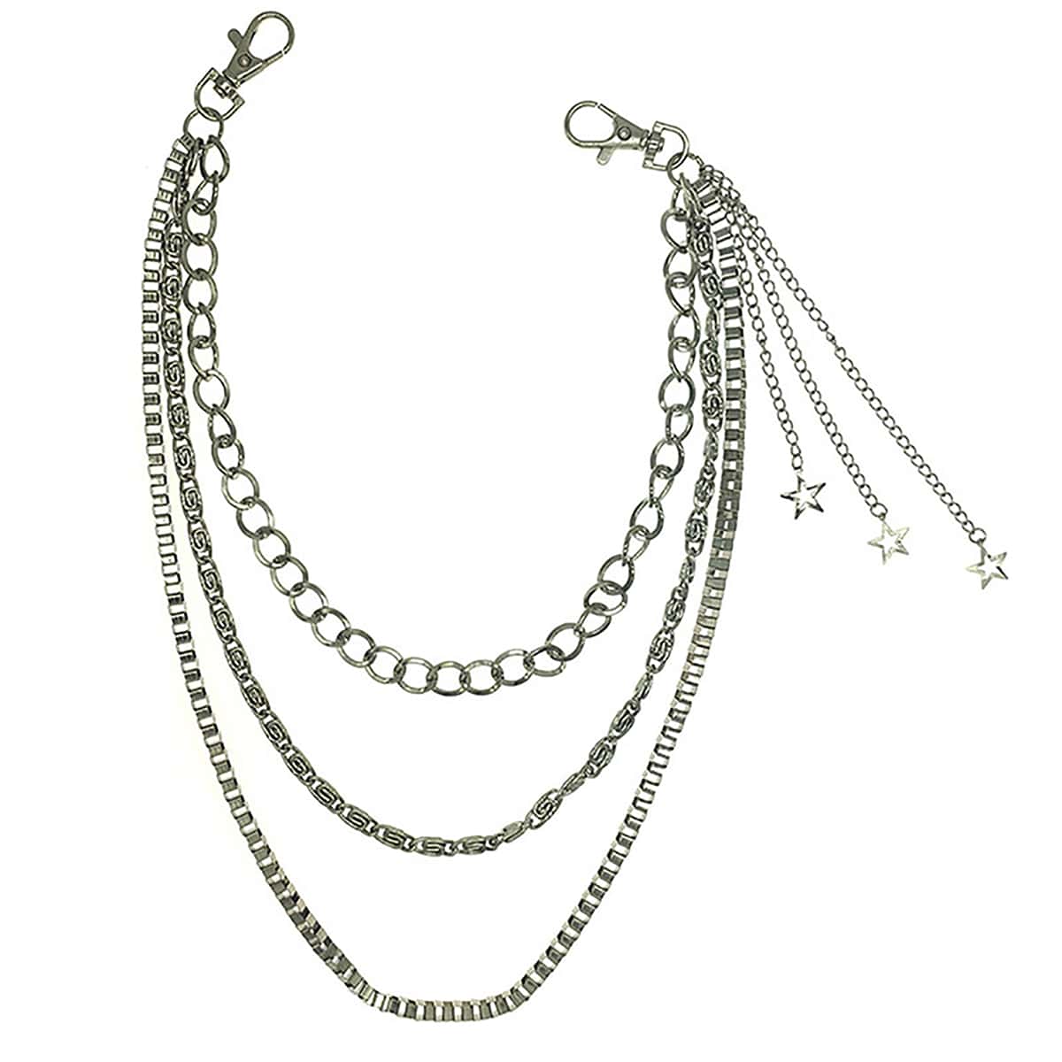 

Star Charm Layered Pants Chain, Silver