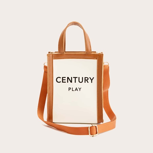 

Letter Graphic Satchel Bag, Multicolor