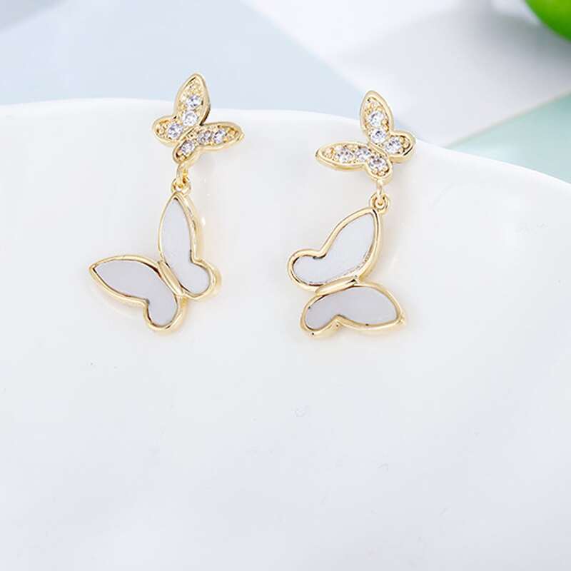 

Butterfly Drop Earrings, Gold