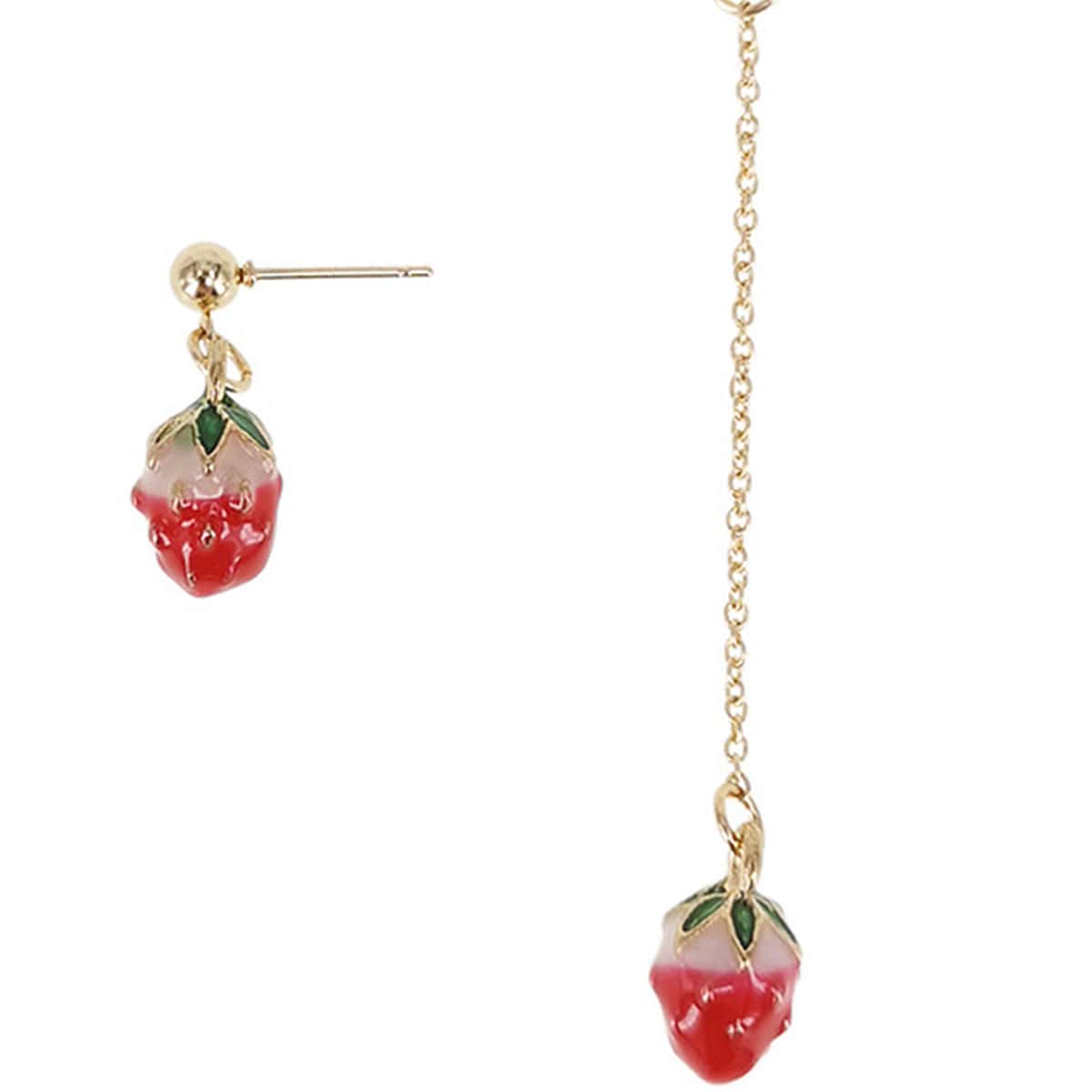 

Strawberry Mismatched Earrings, Red