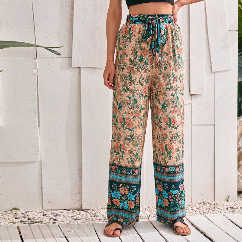 

Floral Print Straight Pants, Multicolor