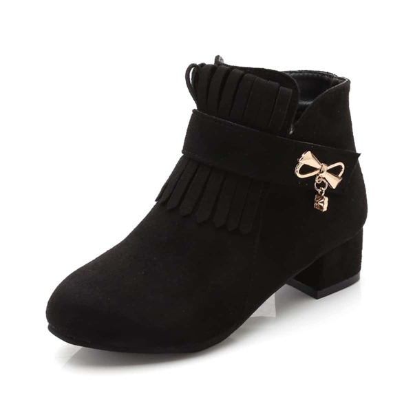 

Girls Fringe & Metal Decor Boots, Black