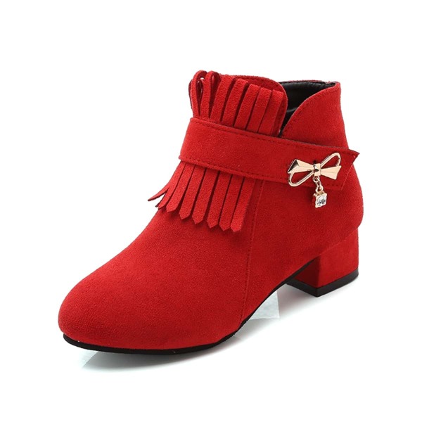 

Girls Fringe & Metal Decor Boots, Red