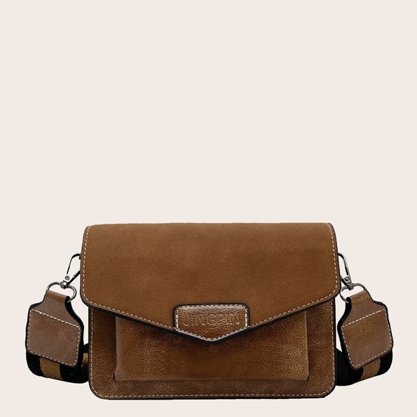 

Minimalist Flap Crossbody Bag, Brown