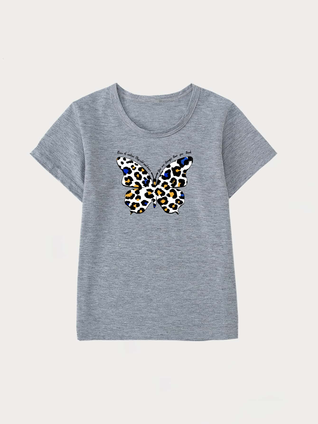 Girls Butterfly Print Short Sleeve Tee