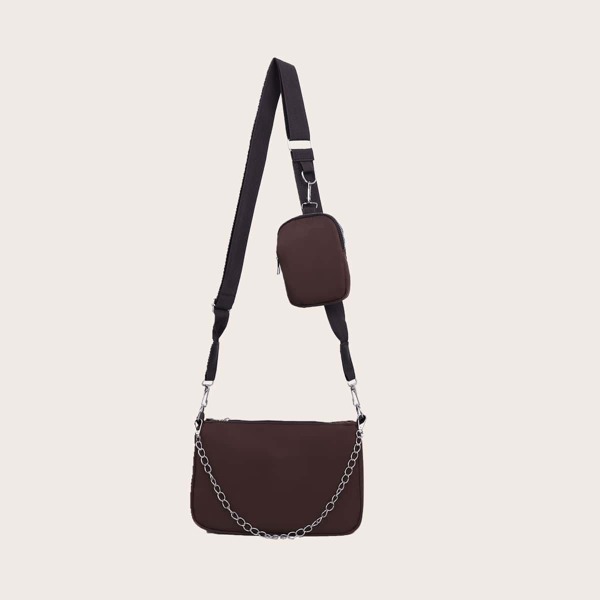 

Minimalist Baguette Bag With Purse, Chocolate brown