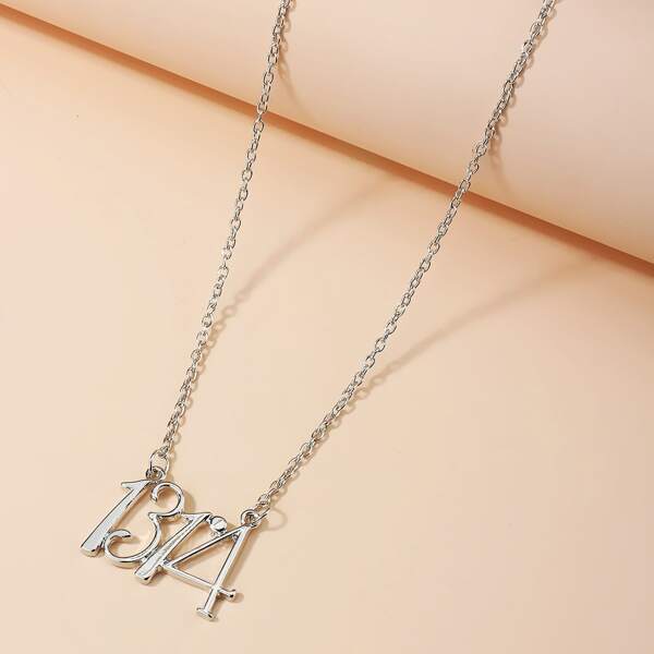 

Number Charm Necklace, Silver