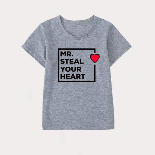 

Toddler Boys Heart And Slogan Graphic Tee, Grey