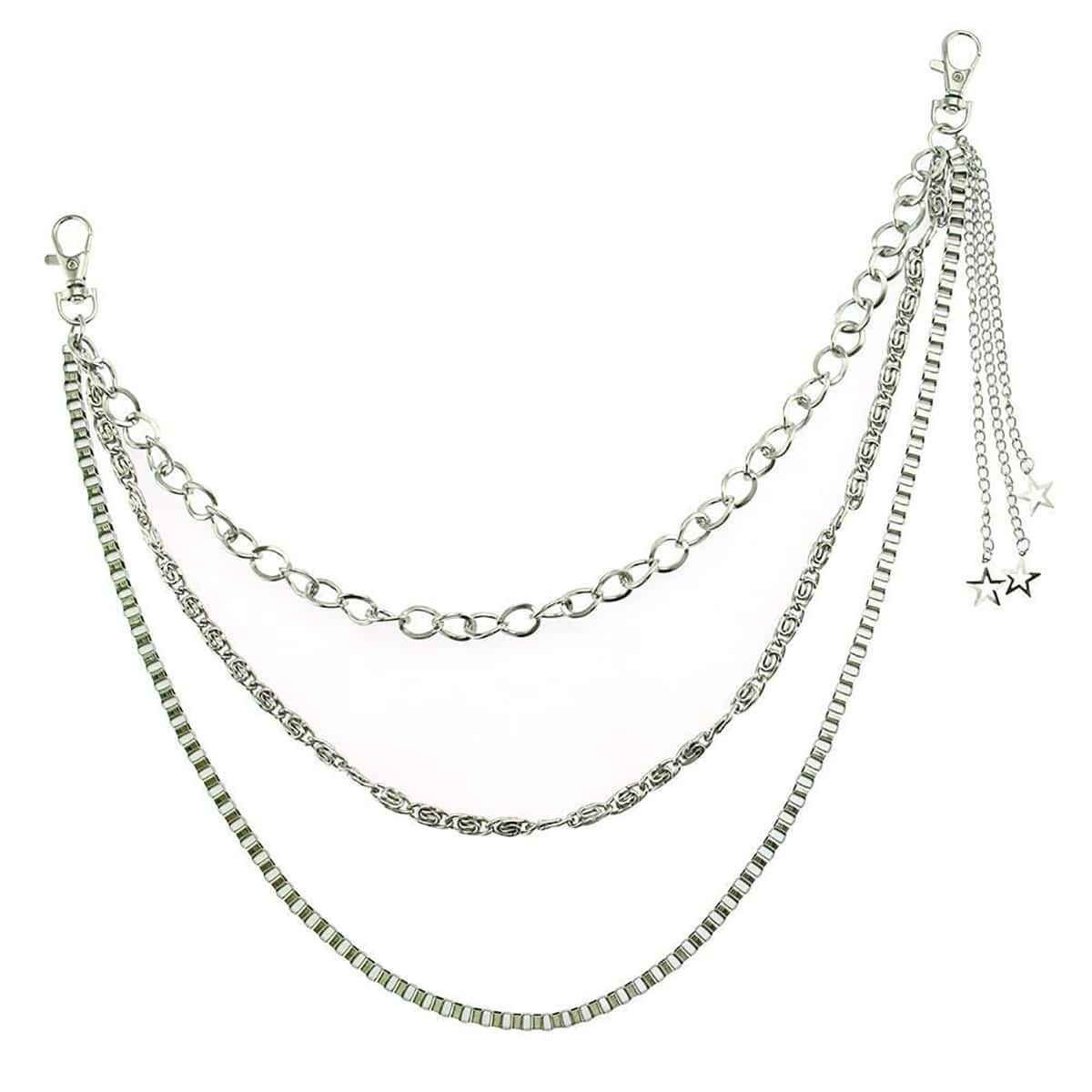 

Star Charm Layered Pants Chain, Silver